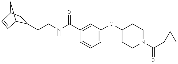 N-[2-(2-bicyclo[2.2.1]hept-5-enyl)ethyl]-3-[[1-(cyclopropanecarbonyl)-4-piperidyl]oxy]benzamide Structure