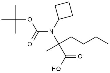 2-((tert-butoxycarbonyl)(cyclobutyl)amino)-2-methylhexanoic acid Struktur