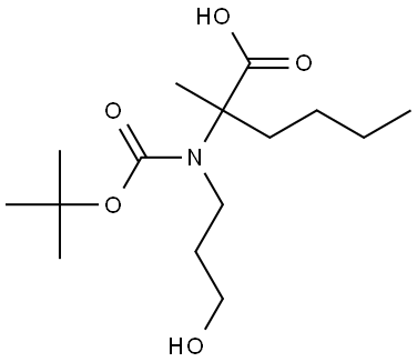 2-(BOC-(3-羟基丙基)氨基)-2-甲基己酸, 2282138-89-8, 结构式