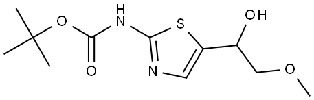 叔丁基(5-(1-羟基-2-甲氧基乙基)噻唑-2-基)氨基甲酸酯 结构式