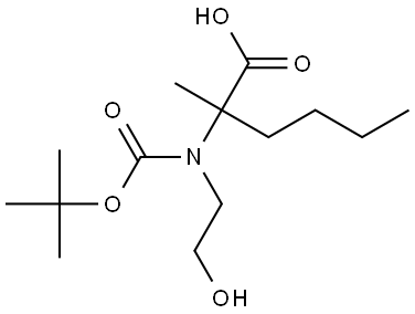 2-((tert-butoxycarbonyl)(2-hydroxyethyl)amino)-2-methylhexanoic acid Struktur