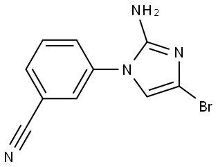 3-(2-amino-4-bromo-1H-imidazol-1-yl)benzonitrile 化学構造式
