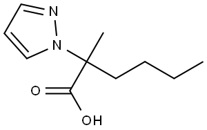 2-methyl-2-(1H-pyrazol-1-yl)hexanoic acid Struktur
