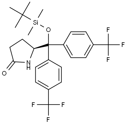 (S)-5-(bis(3,5-bis(trifluoromethyl)phenyl)((tert-butyldimethylsilyl)oxy)methyl)pyrrolidin-2-one 结构式