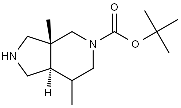 tert-butyl trans-3a,7-dimethyl-2,3,4,6,7,7a-hexahydro-1H-pyrrolo[3,4-c]pyridine-5-carboxylate Struktur