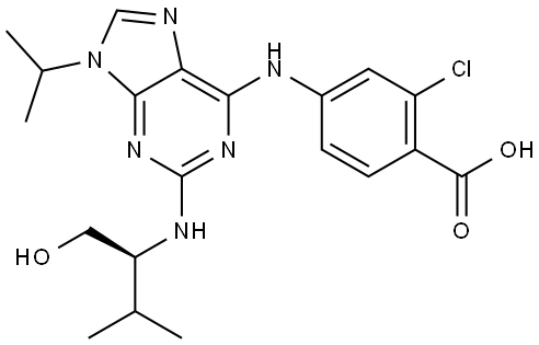 (2s)-2-[[6-[(3-CHLORO-4-CARBOXYPHENYL)AMINO]-9-(1-METHYLETHYL)-9H-PURIN-2-YL]AMINO]-3-METHYL-1-BUTANOL Structure