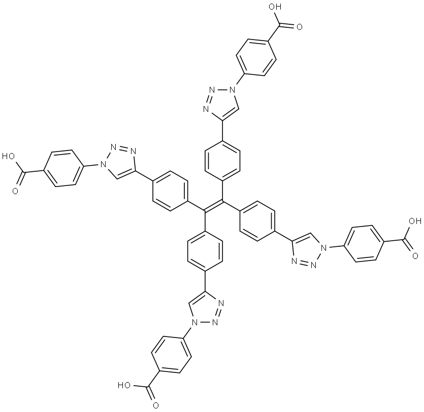 4,4',4'',4'''-(4,4',4'',4'''-(ethene-1,1,2,2-tetrayltetrakis(benzene-4,1-diyl))tetrakis(1H-1,2,3-triazole-4,1-diyl))tetrabenzoic acid Struktur