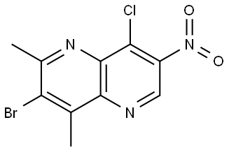 3-bromo-8-chloro-2,4-dimethyl-7-nitro-1,5-naphthyridine 结构式
