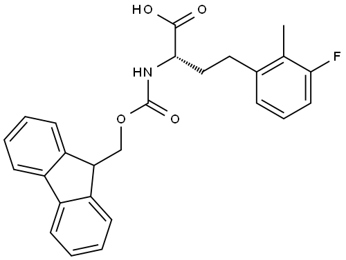 Benzenebutanoic acid, α-[[(9H-fluoren-9-ylmethoxy)carbonyl]amino]-3-fluoro-2-methyl-, (αS)- Struktur