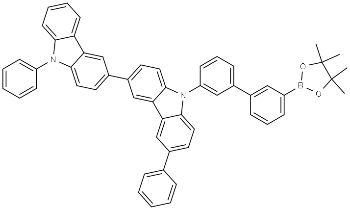 3,3′-Bi-9H-carbazole, 6,9′-diphenyl-9-[3′-(4,4,5,5-tetramethyl-1,3,2-dioxaborolan-2-yl)[1,1′-biphenyl]-3-yl]- Struktur