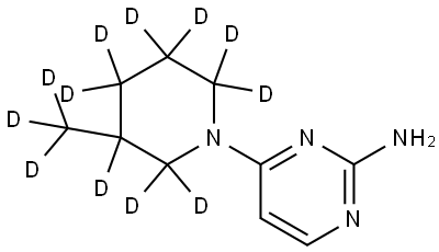 4-(3-(methyl-d3)piperidin-1-yl-2,2,3,4,4,5,5,6,6-d9)pyrimidin-2-amine 化学構造式