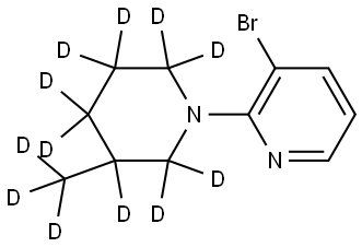 3-bromo-2-(3-(methyl-d3)piperidin-1-yl-2,2,3,4,4,5,5,6,6-d9)pyridine 结构式