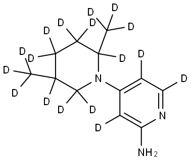 4-(2,5-bis(methyl-d3)piperidin-1-yl-2,3,3,4,4,5,6,6-d8)pyridin-3,5,6-d3-2-amine 结构式