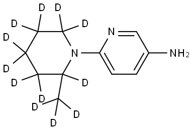 6-(2-(methyl-d3)piperidin-1-yl-2,3,3,4,4,5,5,6,6-d9)pyridin-3-amine 化学構造式