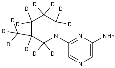 6-(3-(methyl-d3)piperidin-1-yl-2,2,3,4,4,5,5,6,6-d9)pyrazin-2-amine 结构式