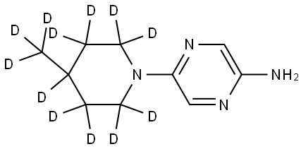 5-(4-(methyl-d3)piperidin-1-yl-2,2,3,3,4,5,5,6,6-d9)pyrazin-2-amine 结构式