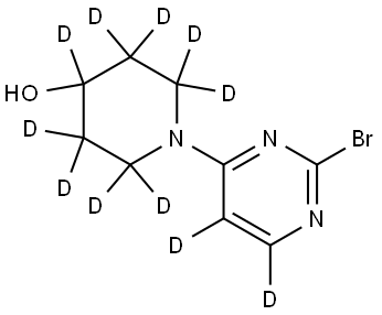 1-(2-bromopyrimidin-4-yl-5,6-d2)piperidin-2,2,3,3,4,5,5,6,6-d9-4-ol Struktur