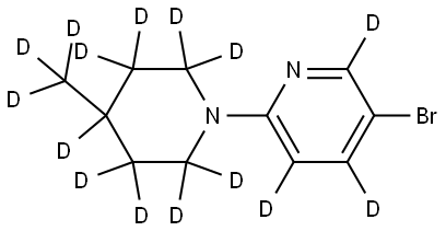 5-bromo-2-(4-(methyl-d3)piperidin-1-yl-2,2,3,3,4,5,5,6,6-d9)pyridine-3,4,6-d3 结构式