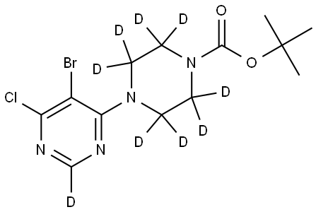 tert-butyl 4-(5-bromo-6-chloropyrimidin-4-yl-2-d)piperazine-1-carboxylate-2,2,3,3,5,5,6,6-d8 Structure