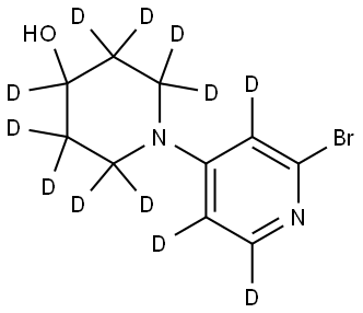 1-(2-bromopyridin-4-yl-3,5,6-d3)piperidin-2,2,3,3,4,5,5,6,6-d9-4-ol 结构式