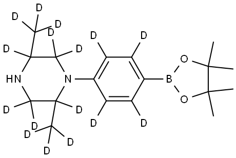 2,5-bis(methyl-d3)-1-(4-(4,4,5,5-tetramethyl-1,3,2-dioxaborolan-2-yl)phenyl-2,3,5,6-d4)piperazine-2,3,3,5,6,6-d6 Structure