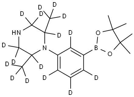 2,6-bis(methyl-d3)-1-(3-(4,4,5,5-tetramethyl-1,3,2-dioxaborolan-2-yl)phenyl-2,4,5,6-d4)piperazine-2,3,3,5,5,6-d6 Structure