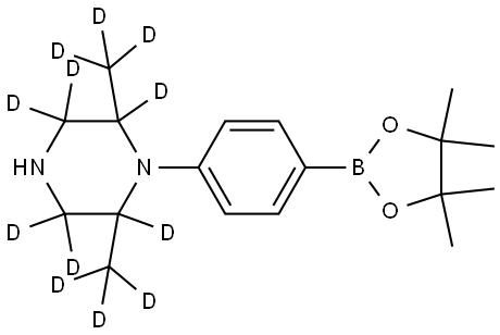 2,6-bis(methyl-d3)-1-(4-(4,4,5,5-tetramethyl-1,3,2-dioxaborolan-2-yl)phenyl)piperazine-2,3,3,5,5,6-d6 化学構造式