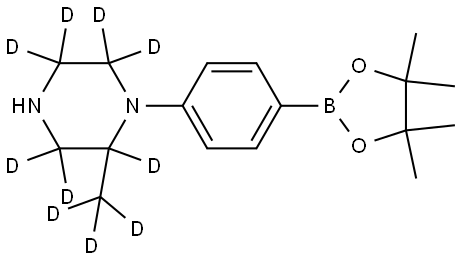 2-(methyl-d3)-1-(4-(4,4,5,5-tetramethyl-1,3,2-dioxaborolan-2-yl)phenyl)piperazine-2,3,3,5,5,6,6-d7 Struktur