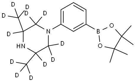 3,5-bis(methyl-d3)-1-(3-(4,4,5,5-tetramethyl-1,3,2-dioxaborolan-2-yl)phenyl)piperazine-2,2,3,5,6,6-d6 Struktur