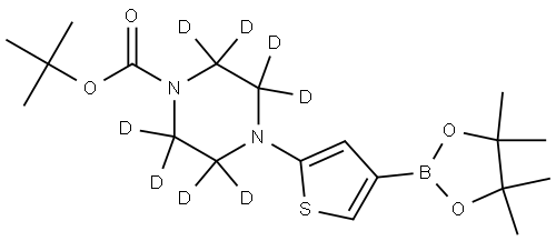 tert-butyl 4-(4-(4,4,5,5-tetramethyl-1,3,2-dioxaborolan-2-yl)thiophen-2-yl)piperazine-1-carboxylate-2,2,3,3,5,5,6,6-d8 Structure