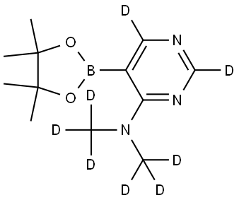 N,N-bis(methyl-d3)-5-(4,4,5,5-tetramethyl-1,3,2-dioxaborolan-2-yl)pyrimidin-4-amine-2,6-d2 化学構造式