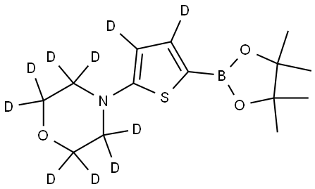 4-(5-(4,4,5,5-tetramethyl-1,3,2-dioxaborolan-2-yl)thiophen-2-yl-3,4-d2)morpholine-2,2,3,3,5,5,6,6-d8 Struktur