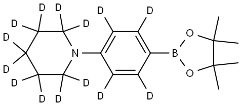 1-(4-(4,4,5,5-tetramethyl-1,3,2-dioxaborolan-2-yl)phenyl-2,3,5,6-d4)piperidine-2,2,3,3,4,4,5,5,6,6-d10 Structure