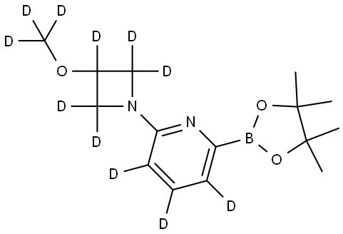 2-(3-(methoxy-d3)azetidin-1-yl-2,2,3,4,4-d5)-6-(4,4,5,5-tetramethyl-1,3,2-dioxaborolan-2-yl)pyridine-3,4,5-d3 Struktur