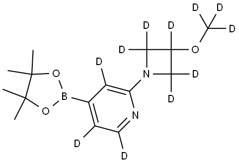 2-(3-(methoxy-d3)azetidin-1-yl-2,2,3,4,4-d5)-4-(4,4,5,5-tetramethyl-1,3,2-dioxaborolan-2-yl)pyridine-3,5,6-d3 化学構造式