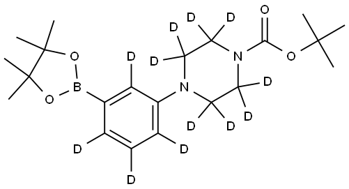 tert-butyl 4-(3-(4,4,5,5-tetramethyl-1,3,2-dioxaborolan-2-yl)phenyl-2,4,5,6-d4)piperazine-1-carboxylate-2,2,3,3,5,5,6,6-d8 Structure