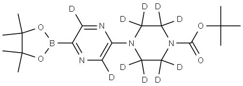 tert-butyl 4-(5-(4,4,5,5-tetramethyl-1,3,2-dioxaborolan-2-yl)pyrazin-2-yl-3,6-d2)piperazine-1-carboxylate-2,2,3,3,5,5,6,6-d8 Structure