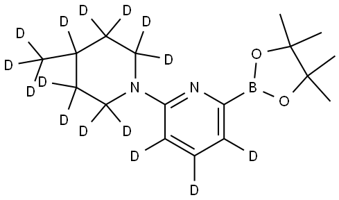 2-(4-(methyl-d3)piperidin-1-yl-2,2,3,3,4,5,5,6,6-d9)-6-(4,4,5,5-tetramethyl-1,3,2-dioxaborolan-2-yl)pyridine-3,4,5-d3 化学構造式