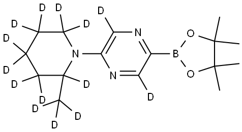 2-(2-(methyl-d3)piperidin-1-yl-2,3,3,4,4,5,5,6,6-d9)-5-(4,4,5,5-tetramethyl-1,3,2-dioxaborolan-2-yl)pyrazine-3,6-d2 Structure