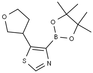 5-(tetrahydrofuran-3-yl)-4-(4,4,5,5-tetramethyl-1,3,2-dioxaborolan-2-yl)thiazole,2368225-12-9,结构式