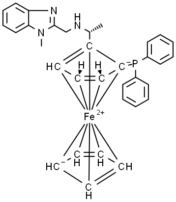 (1R)-1-(二苯基膦基)-2-[(1R)-1-[[(1-甲基-1H-苯并咪唑-2-基)甲基]氨基]乙基]二茂铁, 2375958-02-2, 结构式
