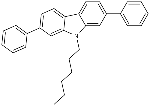 9H-Carbazole, 9-hexyl-2,7-diphenyl- 结构式