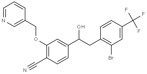 2378629-12-8 4-(2-(2-bromo-4-(trifluoromethyl)phenyl)-1-hydroxyethyl)-2-(pyridin-3-ylmethoxy)benzonitrile