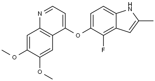 4-((4-fluoro-2-methyl-1H-indol-5-y1 )oxy)-6,7-dimethoxyquinoline Struktur