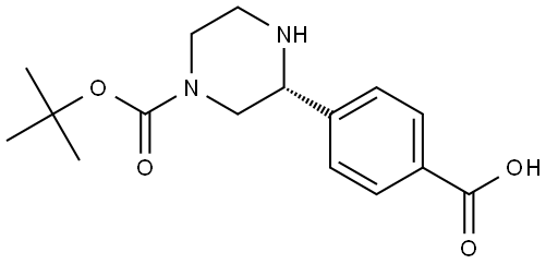 (R)-4-(4-(tert-butoxycarbonyl)piperazin-2-yl)benzoic acid Structure