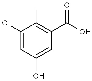 3-Chloro-5-hydroxy-2-iodobenzoic acid 化学構造式