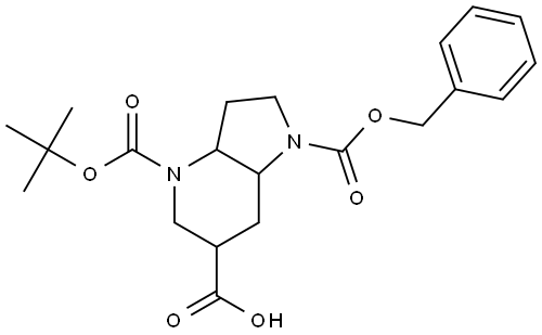 1-[(benzyloxy)carbonyl]-4-[(tert-butoxy)carbonyl]-octahydro-1H-pyrrolo[3,2-b]pyridine-6-carboxylic acid Struktur