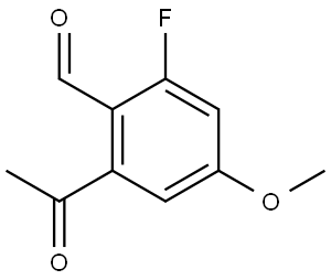 2-acetyl-6-fluoro-4-methoxybenzaldehyde Structure