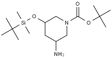 tert-butyl 3-amino-5-((tert-butyldimethylsilyl)oxy)piperidine-1-carboxylate Structure