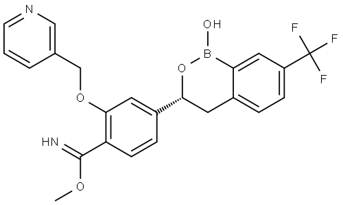 methyl (R)-4-(1-hydroxy-7-(trifluoromethyl)-3,4-dihydro-1H-benzo[c][1,2]oxaborinin-3-yl)-2-(pyridin-3-ylmethoxy)benzimidate Structure